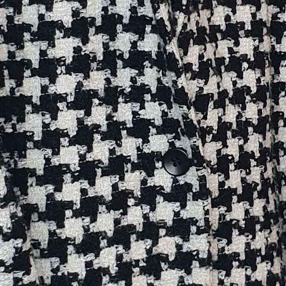 Houndstooth Wool Jacket Blazer Size 14 Black - Picture 4 of 8